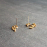 Whale Anchor Studs, tiny anchor earrings, small whale stud, nautical earring, mismatched earring, matte gold earring, sterling silver posts - Constant Baubling