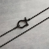 Black Ball Chain, solid black chain, black shackle clasp, black ball necklace, front clasp necklace, all black necklace, solid black chain - Constant Baubling