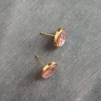 Gold Mermaid Earring, small round studs, gold hypoallergenic studs, rainbow fish earring, fish scale earring, gold opal earring, gold studs - Constant Baubling