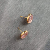 Gold Mermaid Earring, small round studs, gold hypoallergenic studs, rainbow fish earring, fish scale earring, gold opal earring, gold studs - Constant Baubling