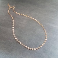 Rose Gold Disk Necklace, rose gold circles chain, coin chain, rose gold sequin necklace, connected discs, celebrity style, tiny round - Constant Baubling
