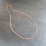 Rose Gold Disk Necklace, rose gold circles chain, coin chain, rose gold sequin necklace, connected discs, celebrity style, tiny round - Constant Baubling
