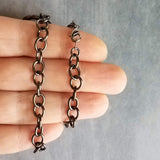 Snaffle Bit Necklace, chunky gunmetal chain, silver black necklace, horse necklace, D ring, thick chain, black snaffle, equestrian necklace - Constant Baubling