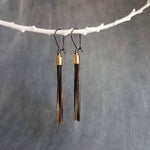 Black Gold Chain Earrings, black tassel earring, herringbone chain earring, chain fringe earring long chain earring long black chain earring - Constant Baubling