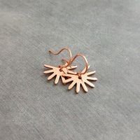 Small Copper Earrings, copper sun earring, sunshine earring, little earring, copper gear earring, sunny day earring, happy sun ray earring - Constant Baubling