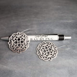 Silver Medallion Earrings, large silver earring, bold silver earrings, Moroccan earrings, filigree cut out, Boho earrings, round statement - Constant Baubling