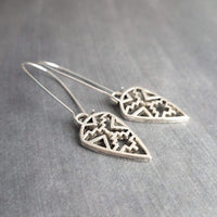 Silver Spear Earrings, arrow earring, Aztec earrings, cut out earrings, antique silver earring, arrowhead earring, Southwestern style kidney - Constant Baubling