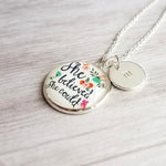 She Believed She Could Necklace, motivational gift, inspirational necklace, believe necklace, initial necklace, personalized letter charm - Constant Baubling