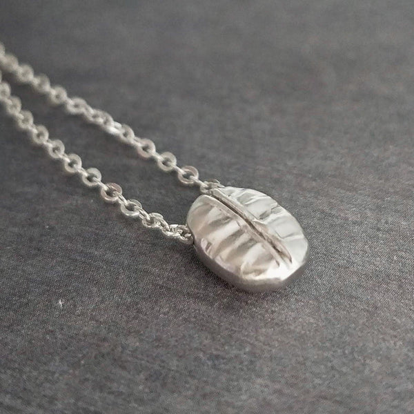 Silver Coffee Necklace, coffee bean necklace, coffee charm, coffee bean pendant, caffeine necklace, I love coffee pendant, small little - Constant Baubling