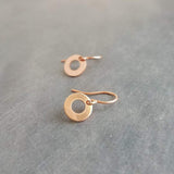 Small Copper Circle Earrings, donut earring, copper washer earring, round copper earring, rose gold circle earring simple copper flat copper - Constant Baubling