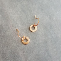 Small Copper Circle Earrings, donut earring, copper washer earring, round copper earring, rose gold circle earring simple copper flat copper - Constant Baubling