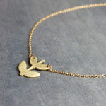 Gold Sprout Necklace, 14K gold filled chain, gold plant necklace, gardener necklace, symbol new start, gold fill necklace, personal growth - Constant Baubling