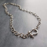 Chunky Silver Chain, front clasp necklace, large link chain, horseshoe clasp necklace, screw clasp chain, big round link chain, stainless - Constant Baubling