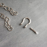 Chunky Silver Chain, front clasp necklace, large link chain, horseshoe clasp necklace, screw clasp chain, big round link chain, stainless - Constant Baubling