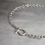 Chunky Silver Chain, front clasp necklace, large link chain, horseshoe clasp necklace, screw clasp chain, big round link chain, stainless - Constant Baubling
