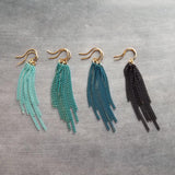 Long Chain Earrings, tassel earring, curb chain earring, blue earring, teal earring, turquoise earring, colored chain, chain fringe earring - Constant Baubling