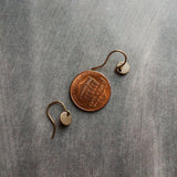 Small Disk Earrings, bronze disk earrings, antique bronze earrings, antique brass disk earrings, 6mm round disk, tiny disk earring, little - Constant Baubling