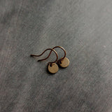 Small Disk Earrings, bronze disk earrings, antique bronze earrings, antique brass disk earrings, 6mm round disk, tiny disk earring, little - Constant Baubling