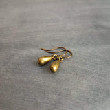 Antique Brass Drop Earrings, small drop earrings, simple teardrop earring, little bronze drop earring, rustic dangle earring, dainty earring - Constant Baubling