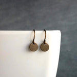 Small Disk Earrings, bronze disk earrings, antique bronze earrings, antique brass disk earrings, 6mm round disk, tiny disk earring, little - Constant Baubling