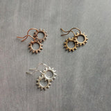 Small Gear Earrings, bronze gear, silver gear, copper gear earring, antique brass earring, little gear earring, tiny gear earring, simple - Constant Baubling