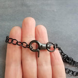 Black Large Clasp Necklace, large black necklace, chunky black chain, black front clasp, black lobster clasp, shiny black necklace, polished - Constant Baubling