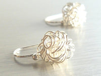 Knot Earrings - 925 sterling silver wire small simple tie tangle ball - wedding engagement bride bridal party bridesmaid jewelry upscale - Constant Baubling