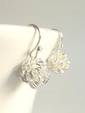 Knot Earrings - 925 sterling silver wire small simple tie tangle ball - wedding engagement bride bridal party bridesmaid jewelry upscale - Constant Baubling