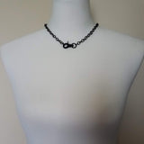 Black Large Clasp Necklace, large black necklace, chunky black chain, black front clasp, black lobster clasp, shiny black necklace, polished - Constant Baubling