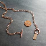 Rose Gold Toggle Clasp Necklace, oval link chain, o chain, front clasp, rose gold necklace, chunky rose gold, thick rose gold chain, dog tag - Constant Baubling