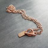 Rose Gold Toggle Clasp Necklace, oval link chain, o chain, front clasp, rose gold necklace, chunky rose gold, thick rose gold chain, dog tag - Constant Baubling