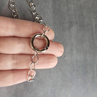 Chunky Silver Chain, front clasp necklace, large round O link chain, round clasp, spring gate clasp chain, thick round clasp, stainless oval - Constant Baubling