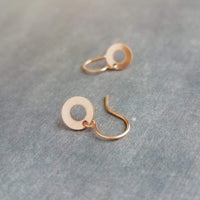 Small Copper Circle Earrings, donut earring, copper washer earring, round copper earring, rose gold circle earring simple copper flat copper - Constant Baubling