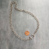 Chunky Silver Chain, front clasp necklace, large link chain, horseshoe clasp necklace, screw clasp chain, big round link chain, stainless - Constant Baubling