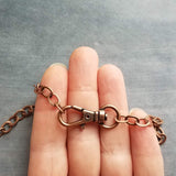 Large Copper Chain Necklace, big clasp necklace, front clasp chain, antique copper necklace, chunky copper chain, lobster clasp, flat O link - Constant Baubling