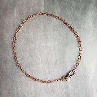 Large Copper Chain Necklace, big clasp necklace, front clasp chain, antique copper necklace, chunky copper chain, lobster clasp, flat O link - Constant Baubling