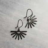 Sun Earrings, black sun earring, sunset earring, sunrise earring, matte black earring, sunburst earring, small black earring, latching hook - Constant Baubling