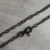 Black Large Clasp Necklace, large black necklace, chunky black chain, black front clasp, black lobster clasp, shiny black necklace, polished - Constant Baubling