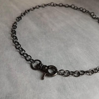 Black Large Clasp Necklace, large black necklace, chunky black chain, black front clasp, black lobster clasp, shiny black necklace, polished - Constant Baubling