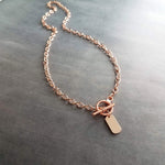 Rose Gold Toggle Clasp Necklace, oval link chain, o chain, front clasp, rose gold necklace, chunky rose gold, thick rose gold chain, dog tag - Constant Baubling