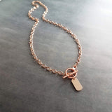 Rose Gold Toggle Clasp Necklace, oval link chain, o chain, front clasp, rose gold necklace, chunky rose gold, thick rose gold chain, dog tag - Constant Baubling