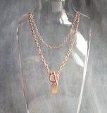 Rose Gold Toggle Clasp Necklace, oval link chain, o chain, front clasp, rose gold necklace, chunky rose gold, thick rose gold chain, dog tag - Constant Baubling