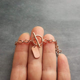 Rose Gold Toggle Clasp Necklace, oval link chain, o chain, front clasp, rose gold necklace, chunky rose gold, thick rose gold chain, dog tag - Constant Baubling