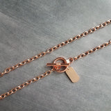 Rose Gold Toggle Clasp Necklace, oval link chain, o chain, front clasp, rose gold necklace, chunky rose gold, thick rose gold chain, dog tag - Constant Baubling