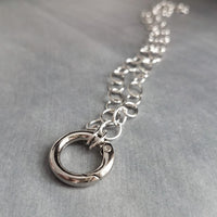 Chunky Silver Chain, front clasp necklace, large round O link chain, round clasp, spring gate clasp chain, thick round clasp, stainless oval - Constant Baubling