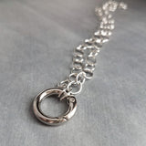 Chunky Silver Chain, front clasp necklace, large round O link chain, round clasp, spring gate clasp chain, thick round clasp, stainless oval - Constant Baubling