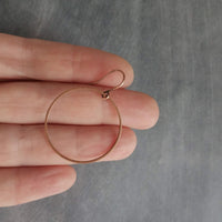 Copper Hoop Earrings, antique copper circle earring, oxidized copper earring, thin copper ring, delicate copper earring, large lightweight - Constant Baubling