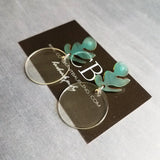 Chunky Acrylic Earrings, 80s style earring, clear plastic earring, vintage earring, clear round dangle, teal earring, large earring, leaf - Constant Baubling