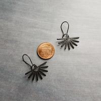 Sun Earrings, black sun earring, sunset earring, sunrise earring, matte black earring, sunburst earring, small black earring, latching hook - Constant Baubling