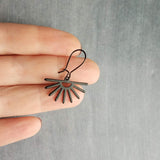 Sun Earrings, black sun earring, sunset earring, sunrise earring, matte black earring, sunburst earring, small black earring, latching hook - Constant Baubling